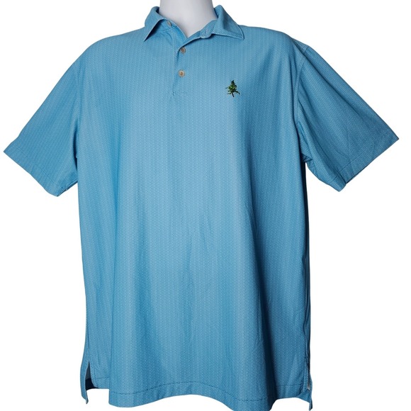 Peter Millar Other - Peter Millar Summer Comfort Mens Large Blue Golf Polo‎ Shirt Tree Logo Resort